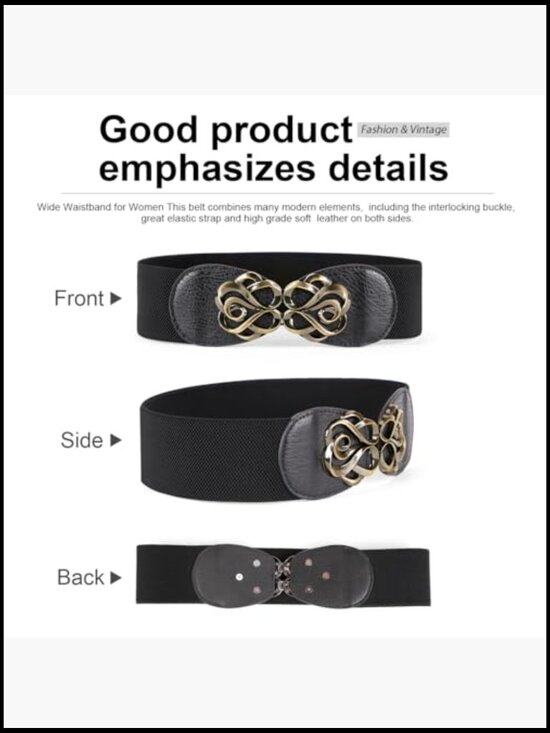 Vintage Elastic Wide Waist Stretchy Belt 2.36 Inch 4 Pack main image 5
